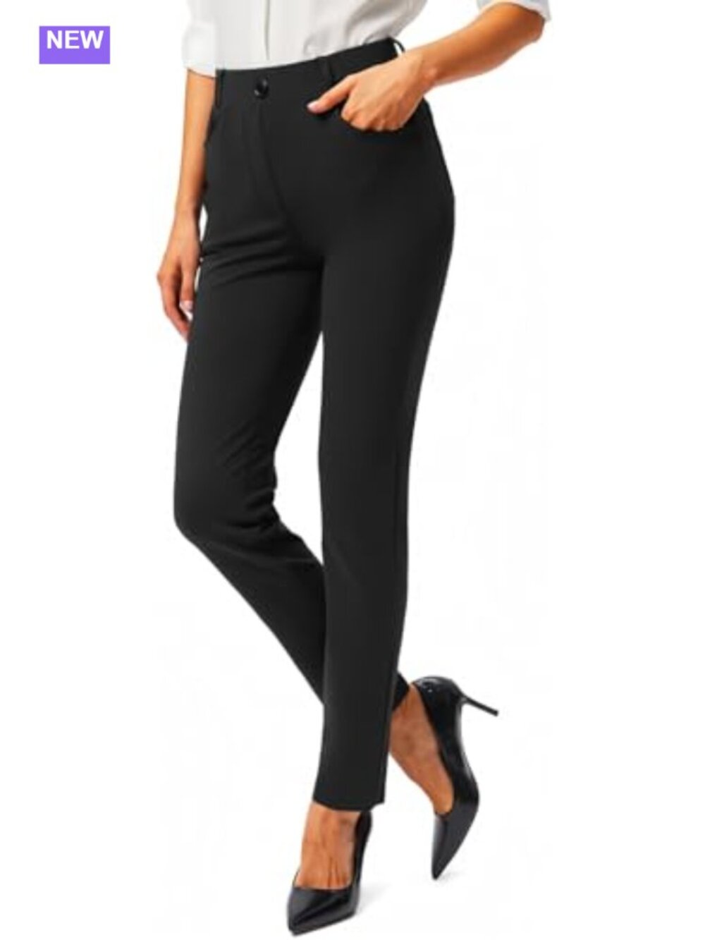 Stretch Pull On Yoga Dress Pants with Pockets Slimming Work Leggings